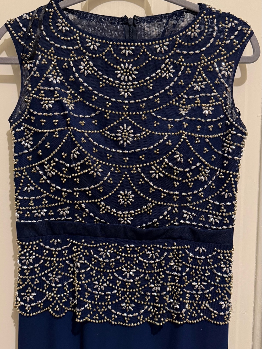Cachet Navy Hand-Beaded Evening Gown | Size 6 | Formal Dress - Picture 3 of 7